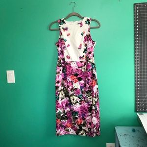 Pink Floral knee length dress body-con